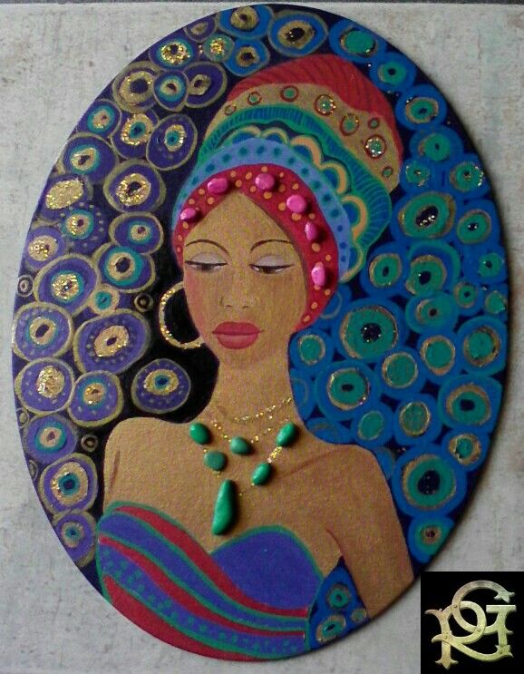 578x743 African Woman Painted Stones Di Rosaria Gagliardi Malowane - African Woman Painting
