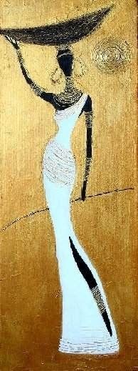 194x519 African Art.original. African Figurative Women And Children - African Woman Painting Art