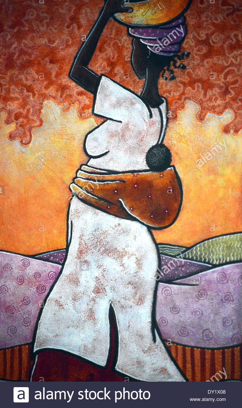 824x1390 African Art, Colourful Painting Of African Woman With Baby - African Woman Painting Art