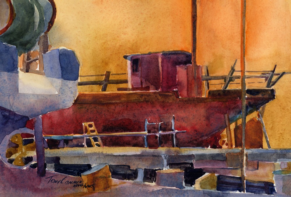 1000x675 Drydock After Watercolor Plein Air Painting Vermont - After Hours Painting