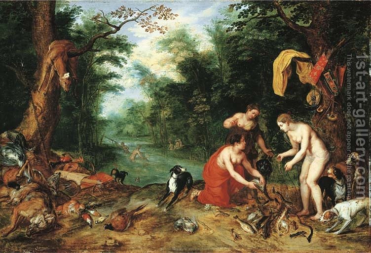 752x512 Diana And Her Nymphs Inspecting Their Catch After The Hunt Jan - After The Hunt Painting