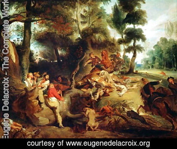 600x505 Eugene Delacroix - After The Hunt Painting