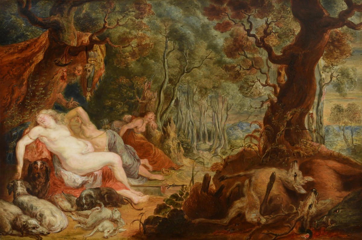 1200x797 Jan Thomas Van Yperen (Ypres 1617 - After The Hunt Painting