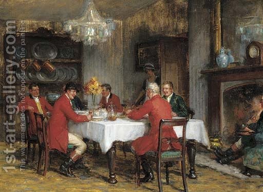 512x375 Lunch After The Hunt Georges Sheridan Knowles Reproduction 1st - After The Hunt Painting