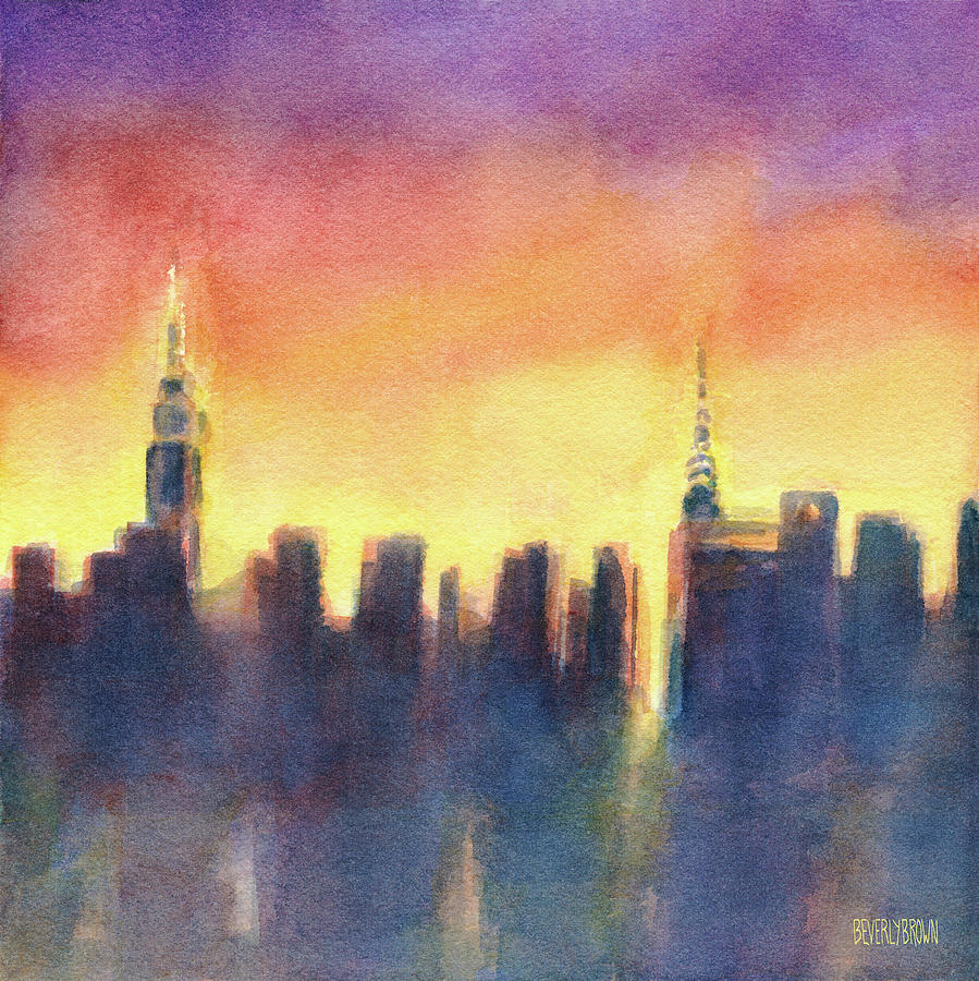 899x900 New York Sunset After The Rain Painting By Beverly Brown Prints - After The Rain Painting