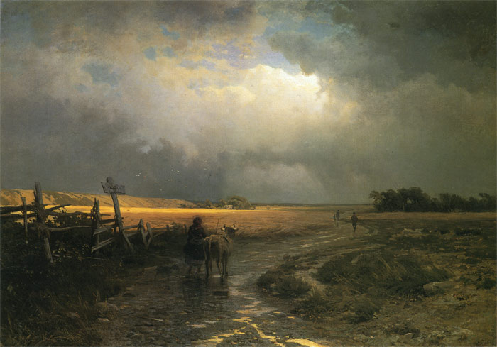 700x489 Oil Painting Reproduction Of Vasilyev After The Rain, Country Road - After The Rain Painting