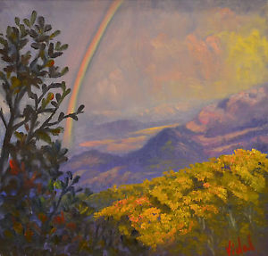 300x287 Original Oil Landscape Painting Of Rainbow After The Rain On Mount - After The Rain Painting