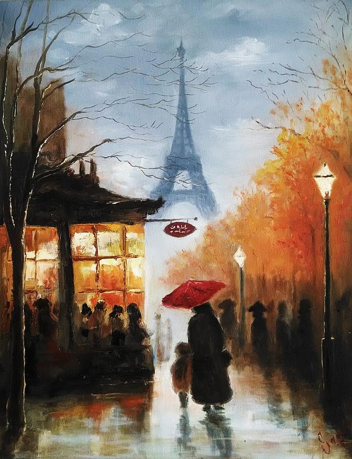 690x900 Paris After The Rain Painting By Sadot Alcocer - After The Rain Painting