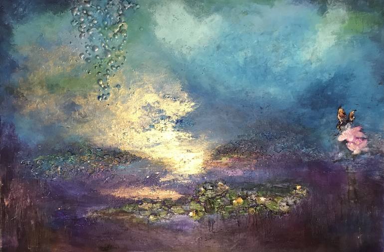 770x505 Saatchi Art Afterglow Waterlilies Pond After Monet Painting By - Afterglow Painting