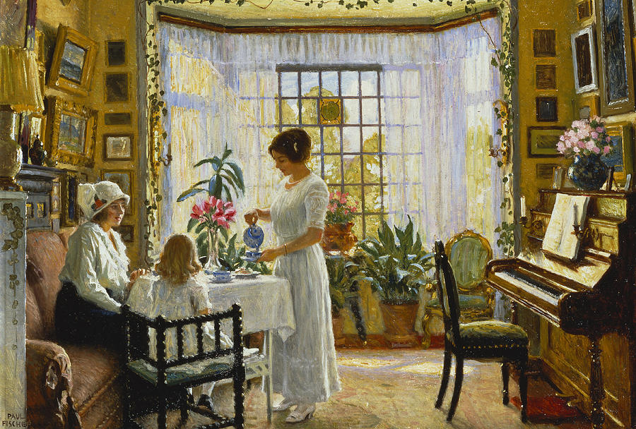 900x608 Afternoon Tea Painting By Paul Fischer - Afternoon Tea Painting