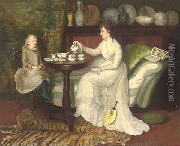 600x485 Afternoon Tea Oil Painting Reproduction By English School - Afternoon Tea Painting