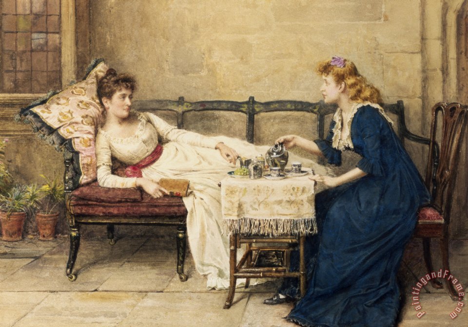960x672 George Goodwin Kilburne Afternoon Tea Painting - Afternoon Tea Painting