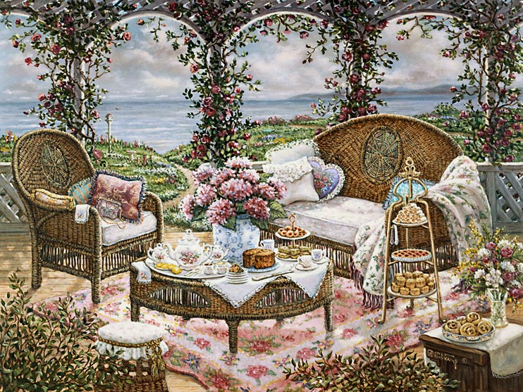 742x557 Janet Kruskamp's Afternoon Tea, Original Oil Paintngs By The Artist - Afternoon Tea Painting