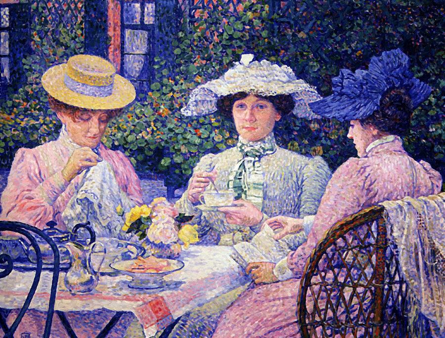 900x684 Summer Afternoon Tea In The Garden 1901 Painting By Rysselberghe - Afternoon Tea Painting