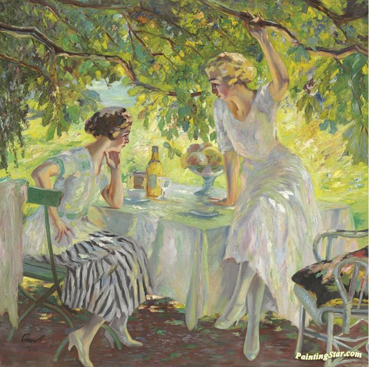 720x718 Afternoon Tea Artwork By Edward Cucuel Oil Painting Amp Art Prints - Afternoon Tea Painting