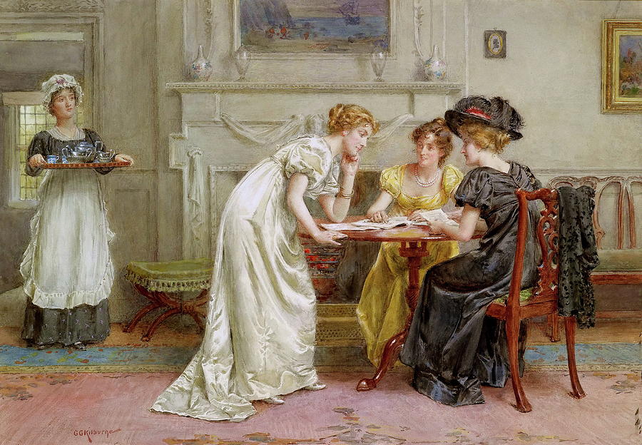 900x624 Afternoon Tea Painting By George Goodwin Kilburne - Afternoon Tea Painting