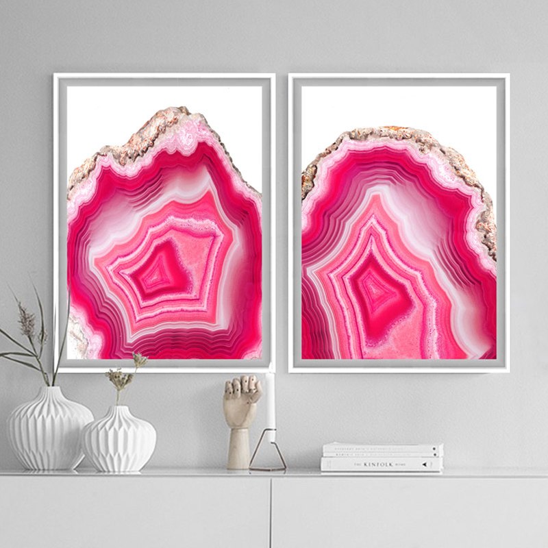 800x800 Agate Poster Picture Print Rose Red Modern Nordic Home Decor - Agate Painting