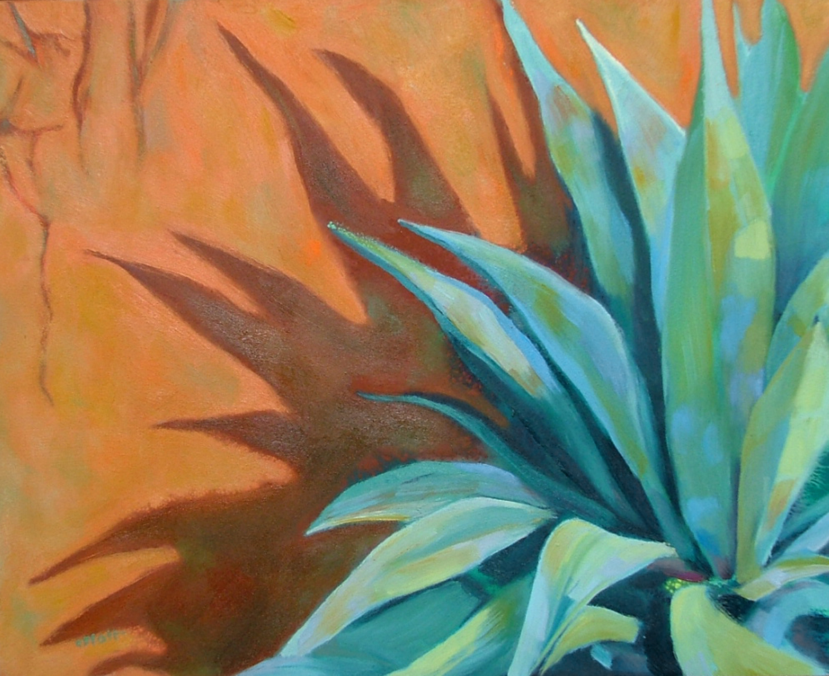 1200x978 Carol Flatt Art Agave Shadows 8 X 10 Oil On Pastelbord Sold - Agave Painting