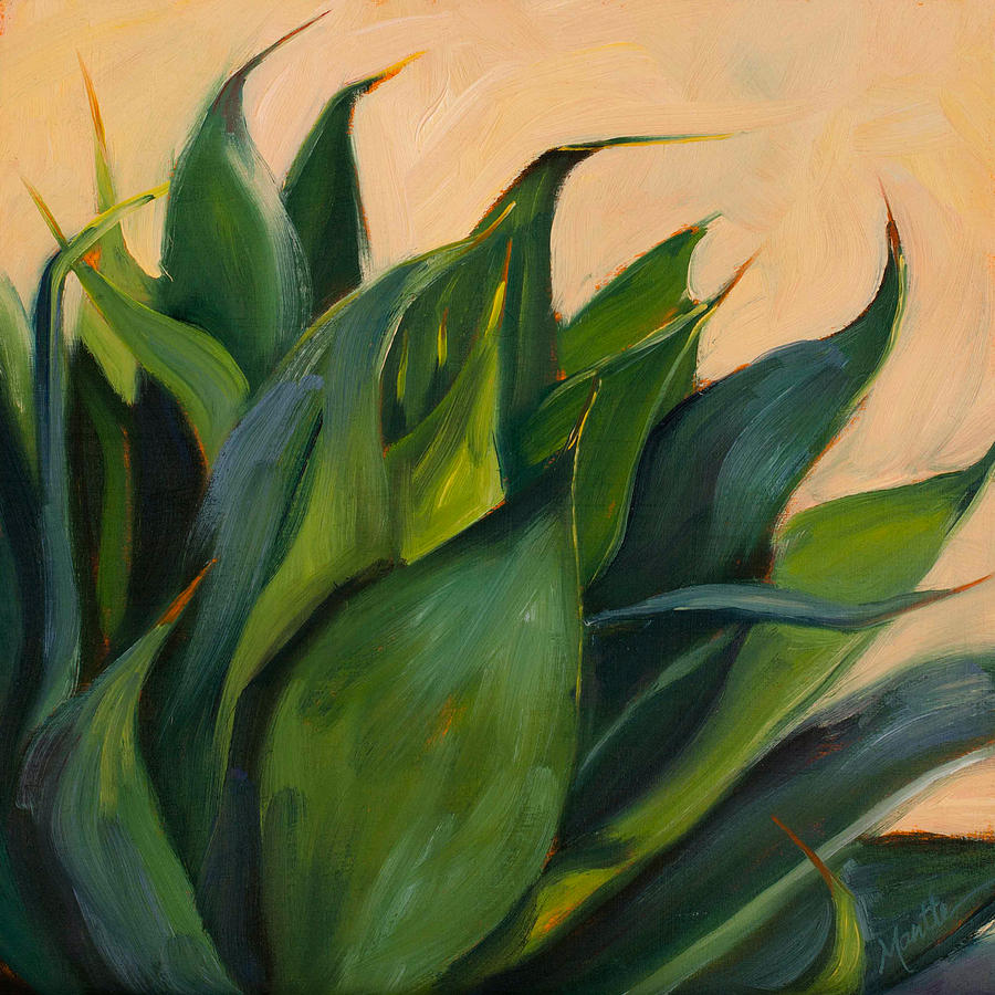 900x900 Green Agave Right Painting By Athena Mantle - Agave Painting