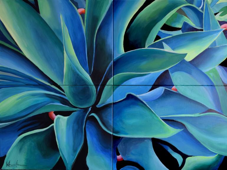 770x577 Saatchi Art Silver Blue Agave Quad (Featured) Painting By Geoff - Agave Painting