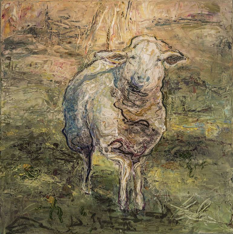 770x775 Saatchi Art Agnus Dei Painting By Edit Hermkens - Agnus Dei Painting