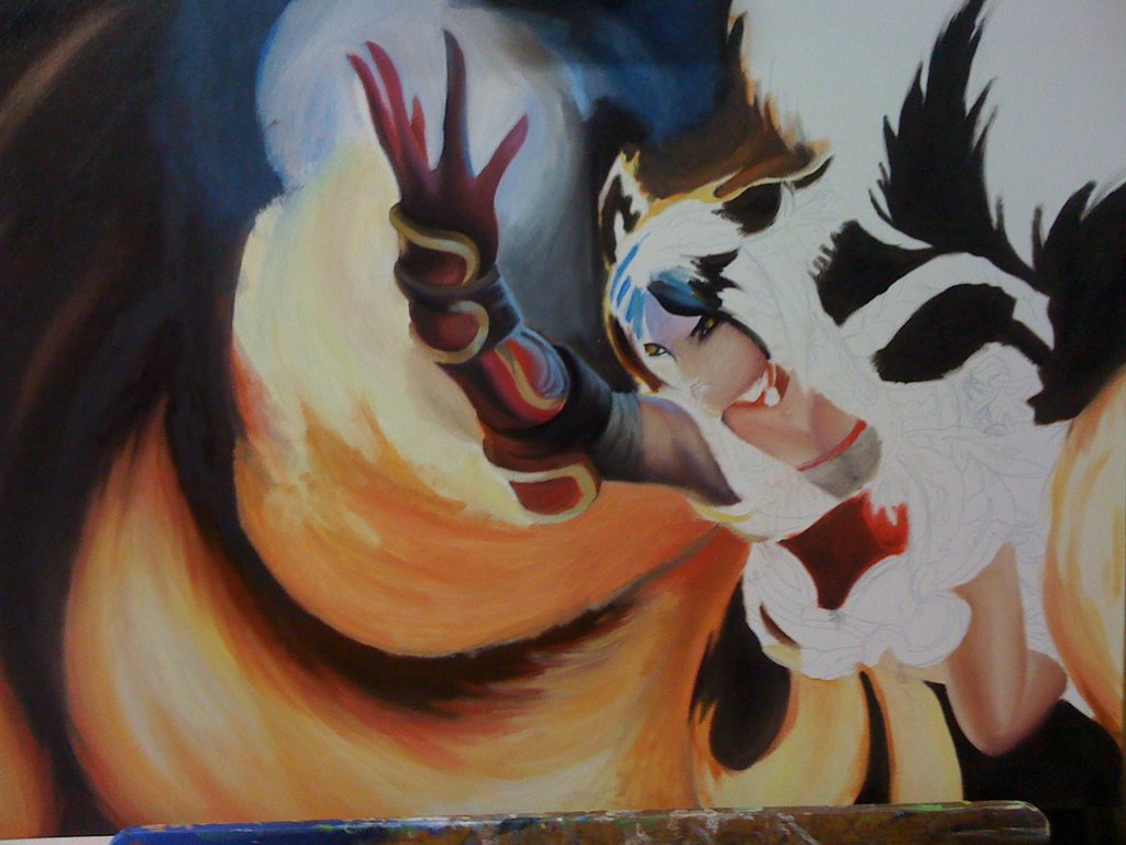 1024x768 League Of Legends - Ahri Painting