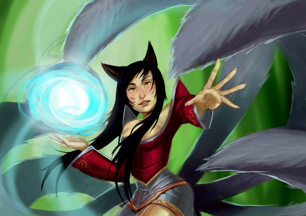 1063x751 Ahri By Milchfisch - Ahri Painting