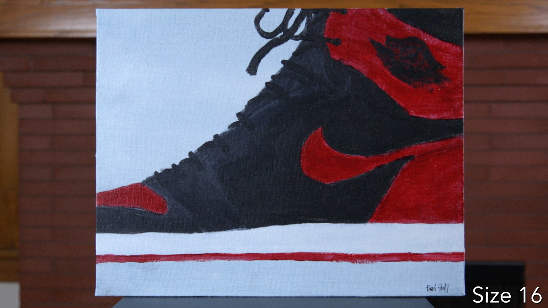 1920x1080 2016 Air Jordan 1 Retro Hi Og Blackred Brad Hall - Air Jordan Painting