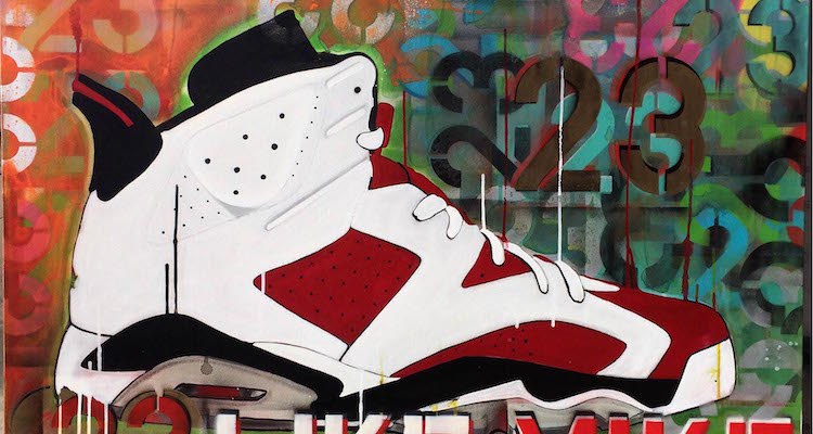 750x400 Air Jordan 6 Carmine Painting By Shannon Favia Nice Kicks - Air Jordan Painting