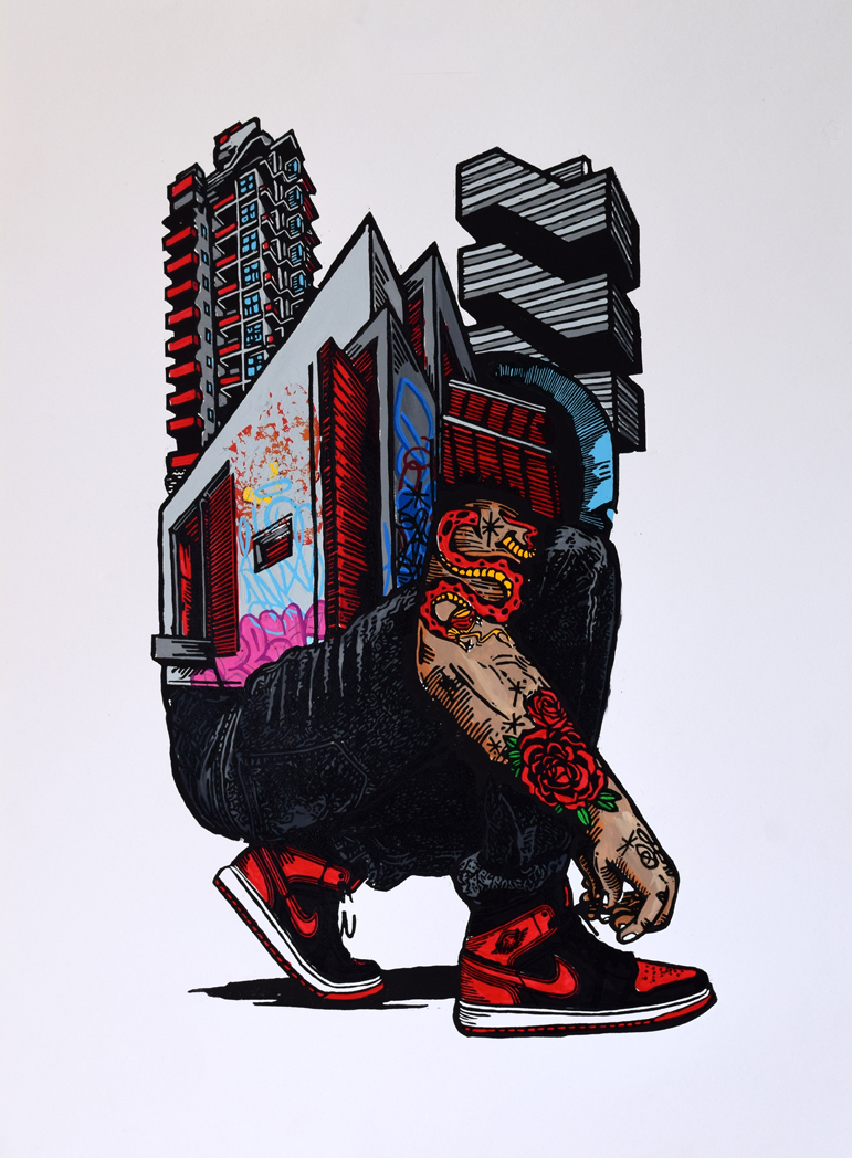 771x1048 Air Jordan Bred 1 Tribute Painting Print. Limit It Editions - Air Jordan Painting