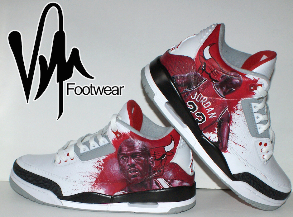 940x697 Air Jordan Iii Mj Portrait Custom By Vm Footwear - Air Jordan Painting