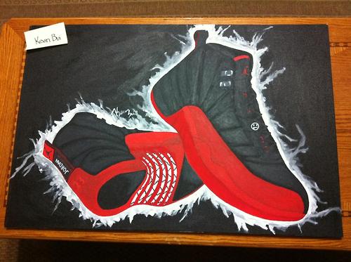 500x373 Air Jordan Xii Flu Game Painting By Kevin Bui - Air Jordan Painting