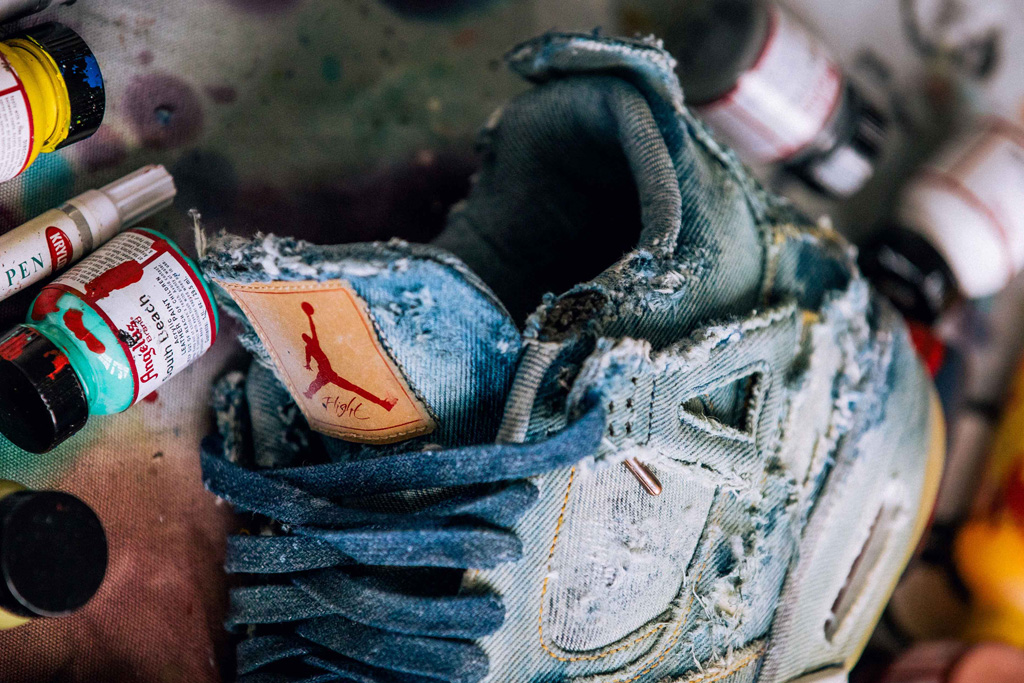 1024x683 Levi's Air Jordan 4 Sneaker Collaboration Distressed Footwear News - Air Jordan Painting