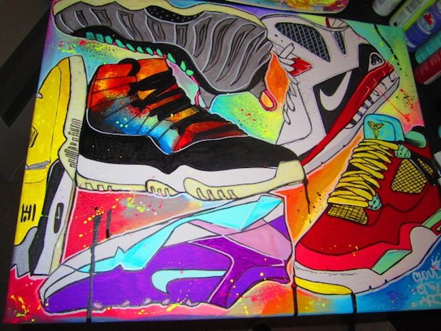 620x465 Neon Nike And Air Jordan Painting By Cloud City Art Reggie Room - Air Jordan Painting