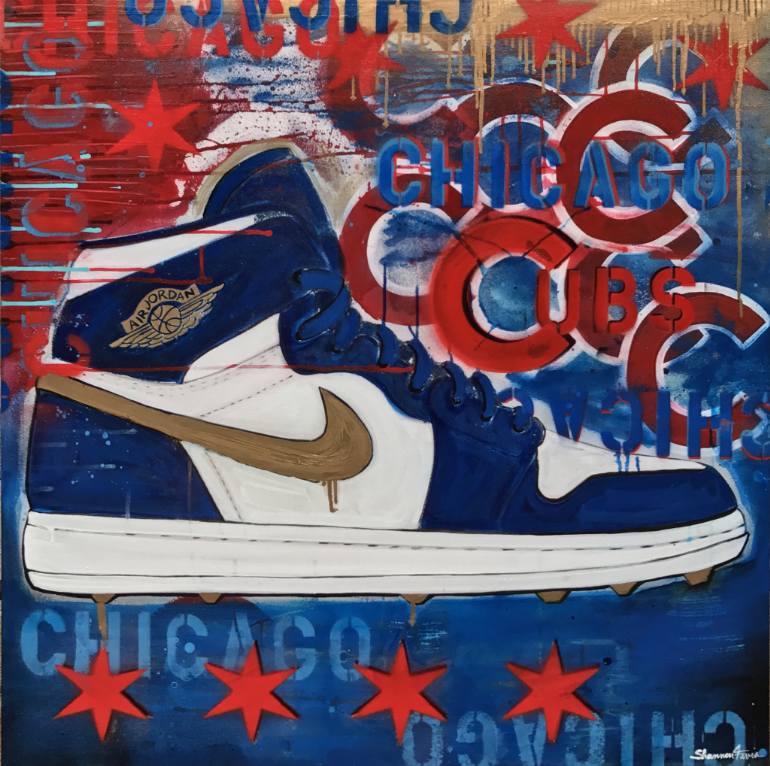 770x766 Saatchi Art Cubs Air Jordan 1 Painting By Shannon Favia - Air Jordan Painting