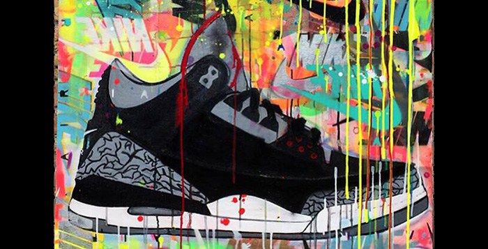700x357 Air Jordan 3 Blackcement Painting By Shannon Favia Nice Kicks - Air Jordan Painting