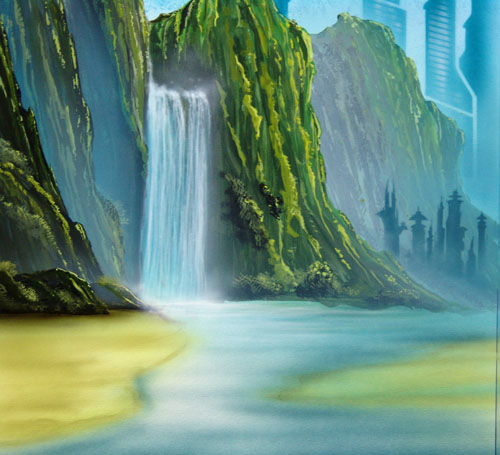 500x455 Futuristic Cityscape - Airbrush Painting Landscape