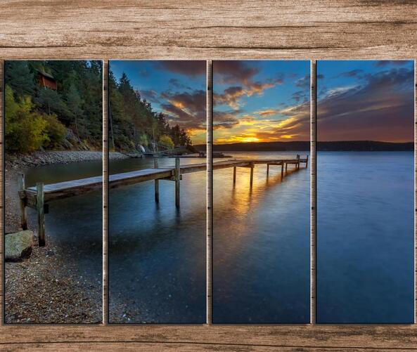 593x501 Norway River Wharf Landscape Modern Oil Painting Drawing Art Spray - Airbrush Painting Landscape