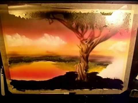 480x360 Airbrush Mixed Technique Landscape - Airbrush Painting Landscape