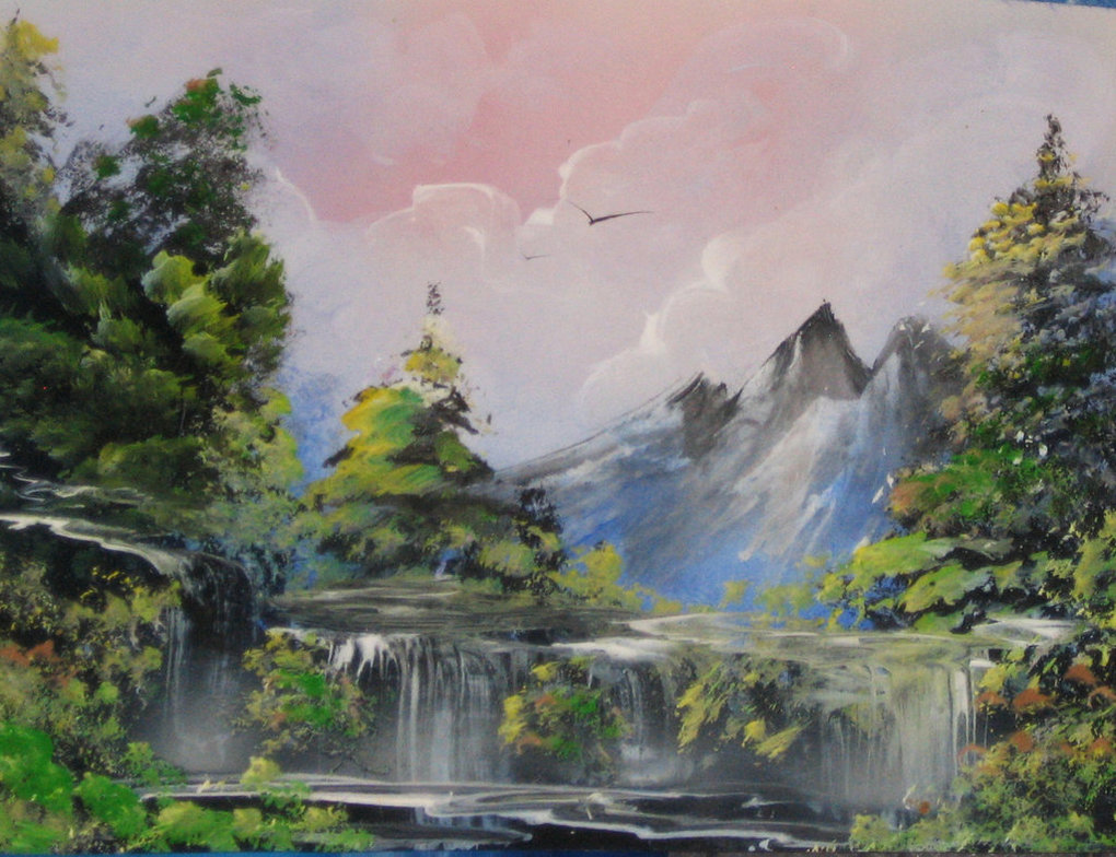 1020x784 Airbrush Waterfall 2 By Alisaamor - Airbrush Painting Landscape