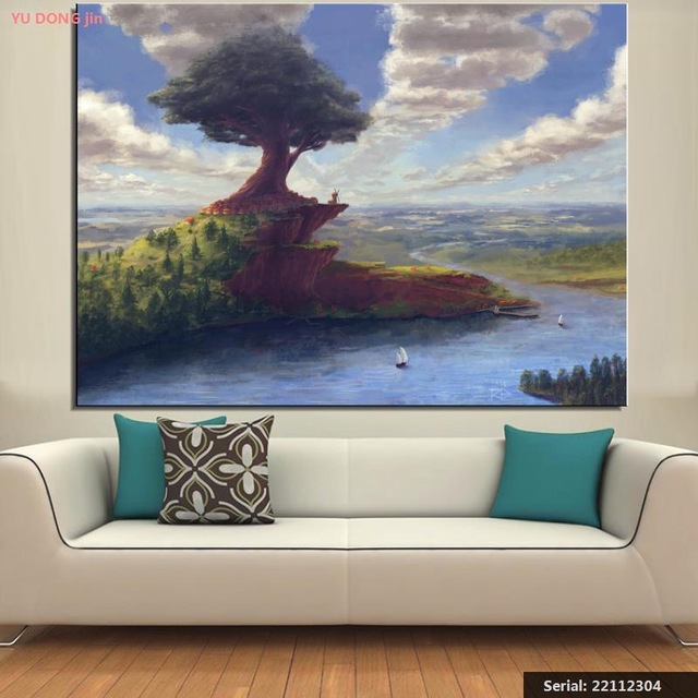 640x640 Cartoon Classical Oil Painting Drawing Art Spray Unframed Canvas - Airbrush Painting Landscape
