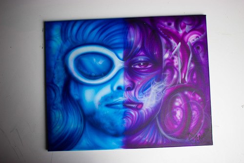 500x334 Nirvana Utero Airbrush Portrait On Canvas - Airbrush Painting On Canvas