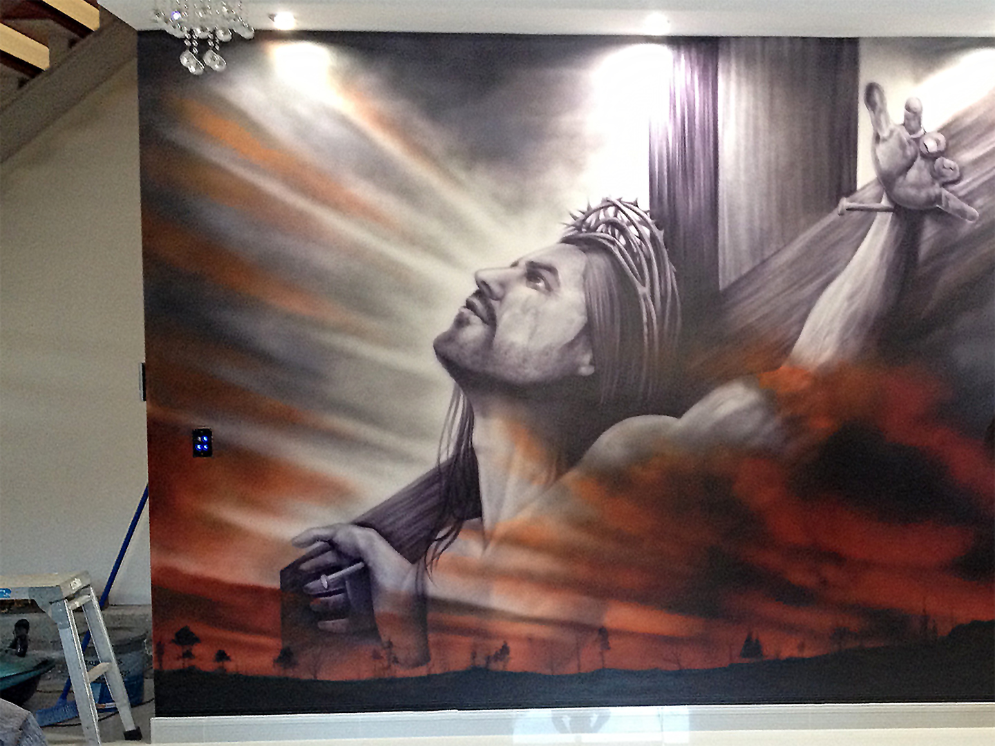 1440x1080 Religious Mural Advanced Airbrush - Airbrush Wall Painting
