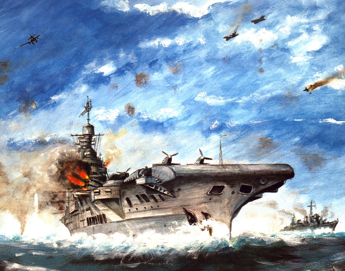 1144x900 Photo Aircraft Carrier Hms Victorious Ships Painting Art Army - Aircraft Carrier Painting