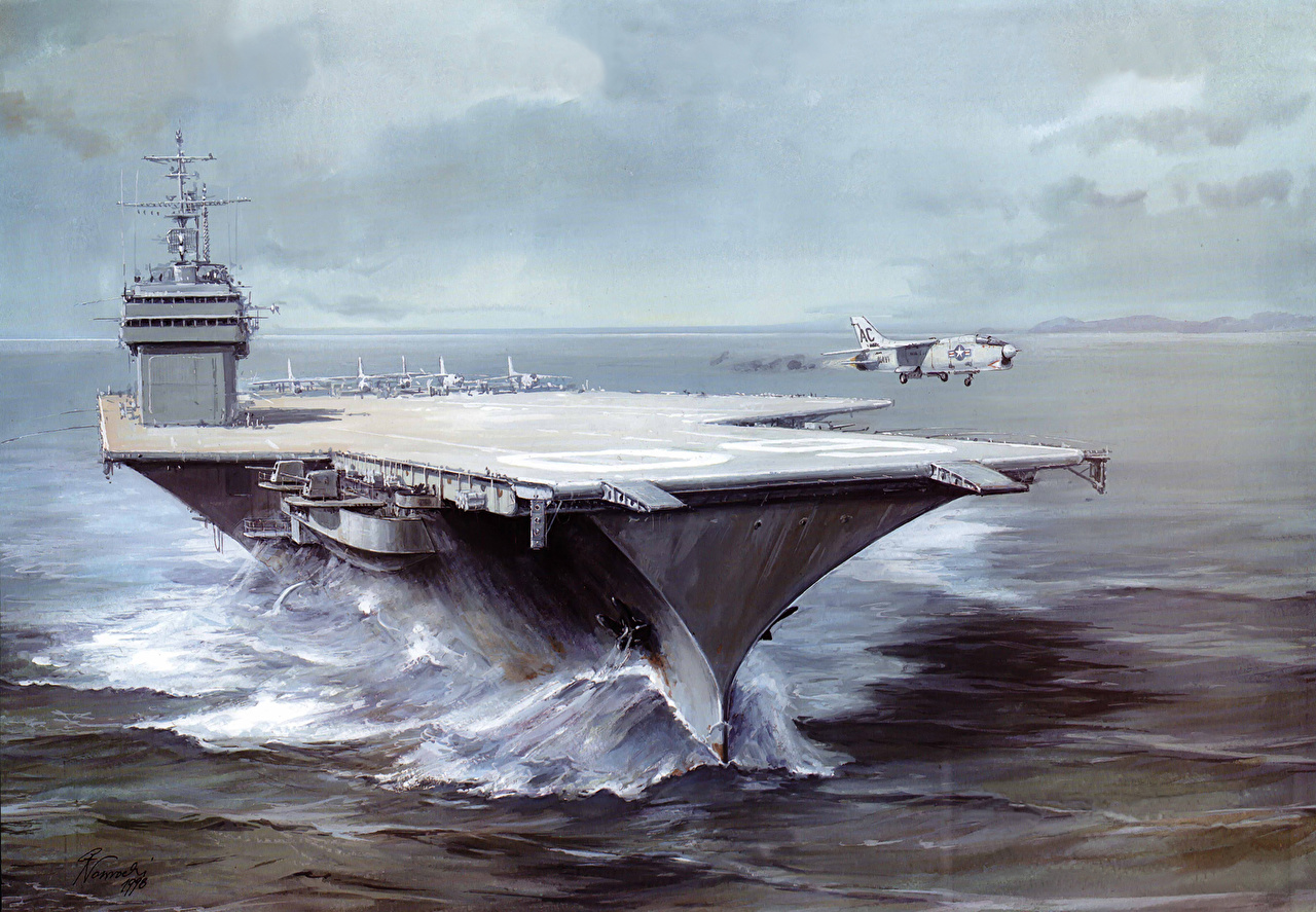 1280x887 Wallpaper Aircraft Carrier Saratoga Cva 60 Ships Painting Art Army - Aircraft Carrier Painting