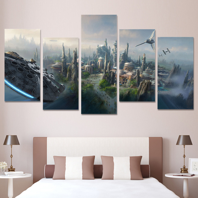640x640 Hot Sell Hd Printer Poster 5 Panels Canvas Paintings Of Star Wars - Airplane Movie Painting