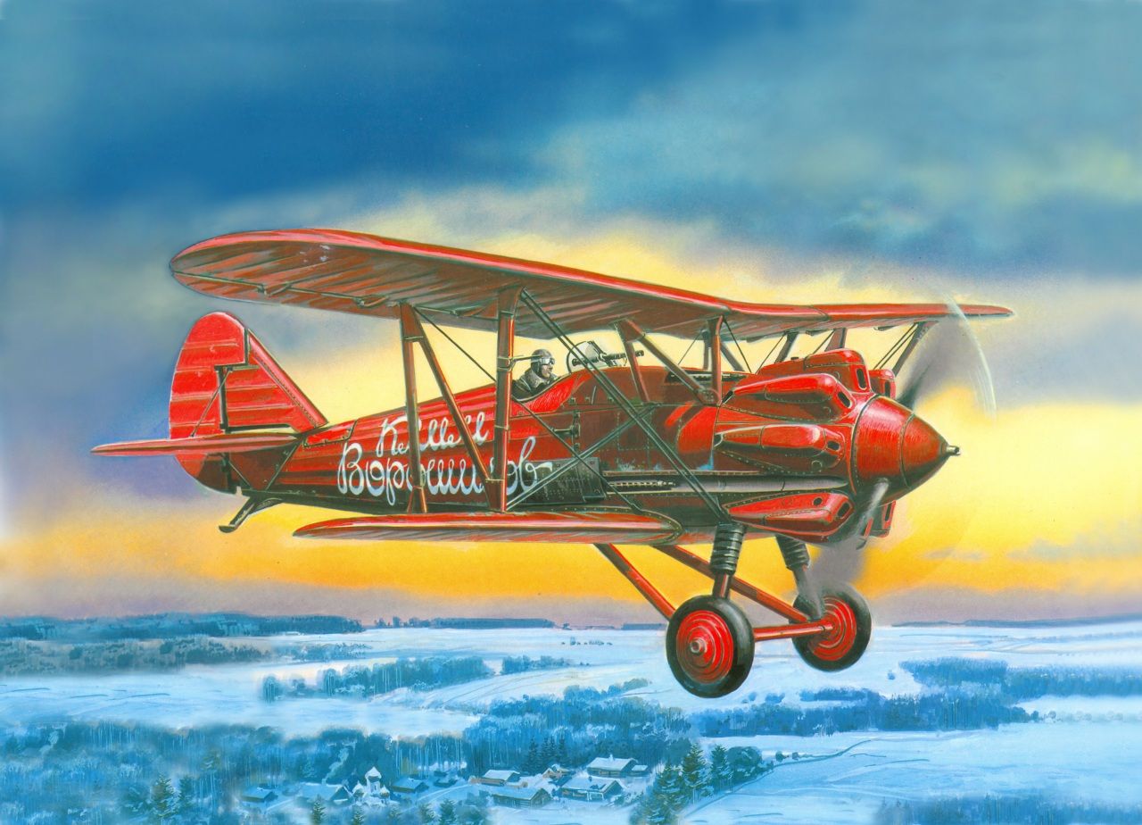 1280x924 Airplane Painting Art Polikarpov I 5 Flight Aviation Aircraft - Airplane Painting