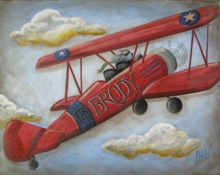 445x353 Brody Hand Painted Canvas Aviation Theme, Room And Babies - Airplane Painting On Canvas