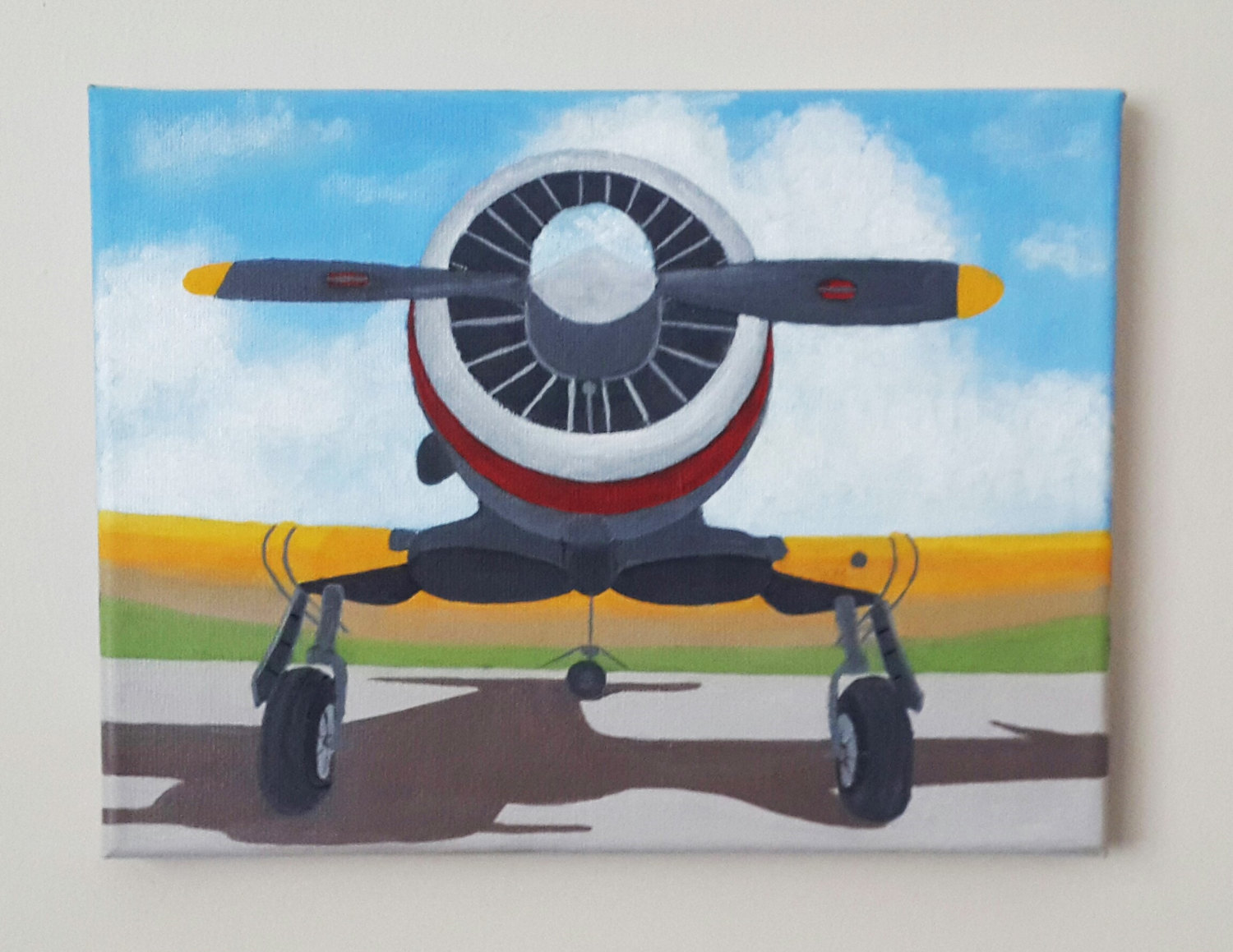 1500x1159 Plane Painting Propeller Plane Cloud Painting Original - Airplane Painting On Canvas