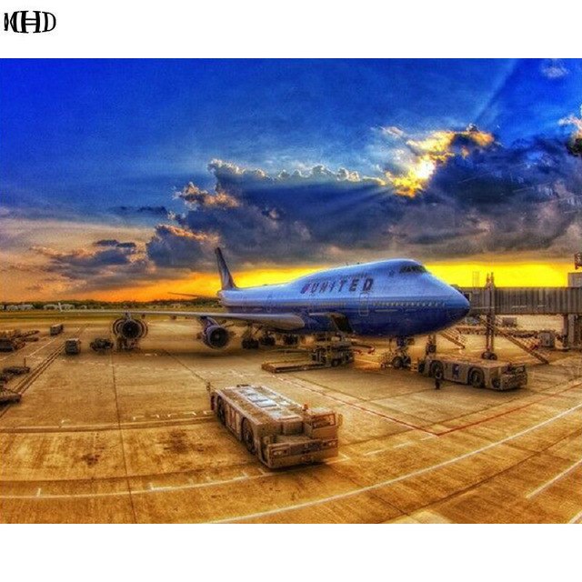 640x640 Mhd Rhinestone 3d Diamond Painting Cross Stitch Airport Diy - Airport Painting